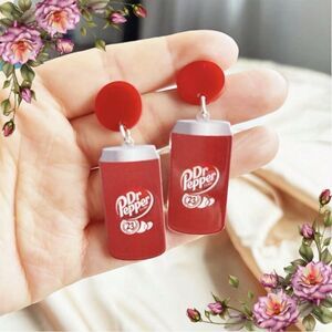 Acrylic‎ Red Dr Pepper Bottle Earrings